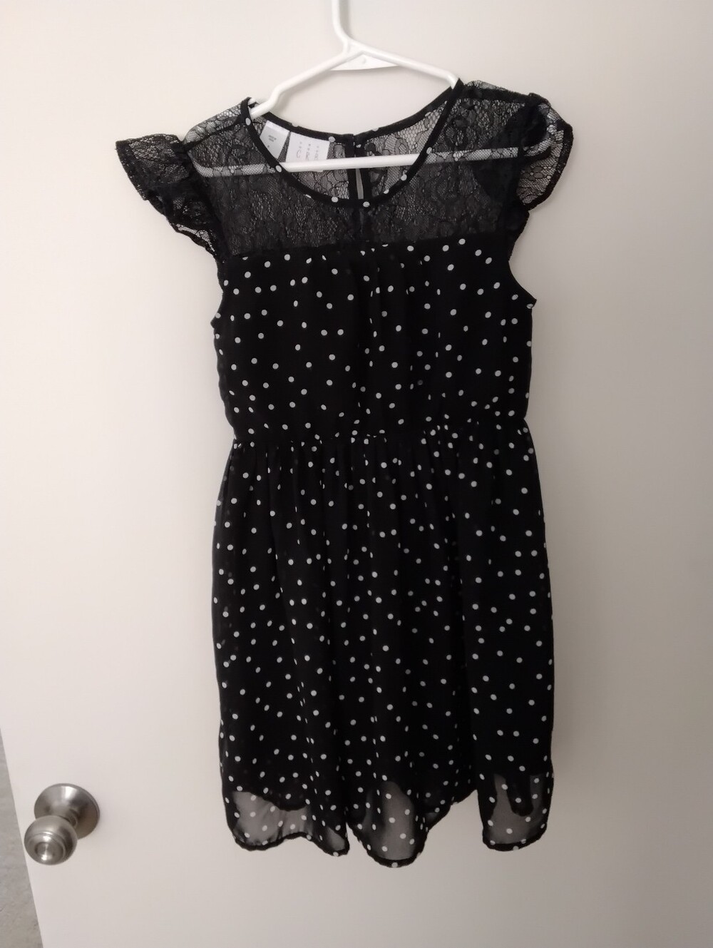 Girls Black & White Polka Dot Dress.